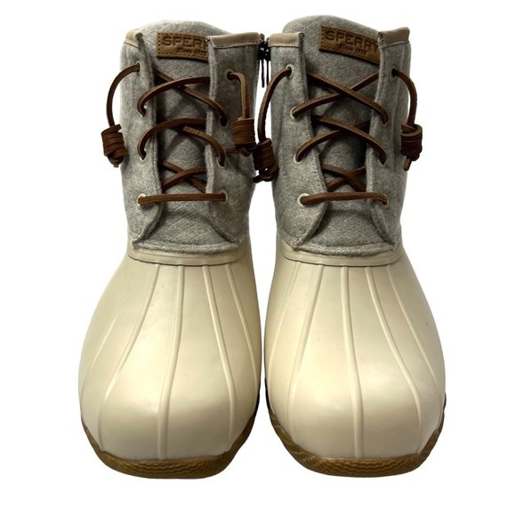 Sperry Saltwater Wool Embossed Thinsulate Duck Boot NEW Oat Women’s 10 Wide - Picture 12 of 12